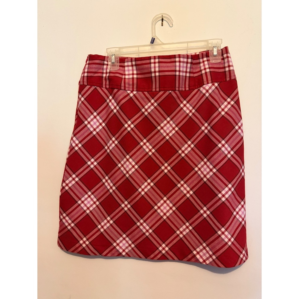 Tangents Vintage Y2K Red Plaid Mini Skirt Side Zip Stretch Schoolgirl Size 5/6